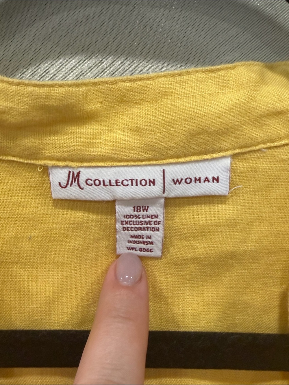 JM Collection Women’s Yellow Embroidered Tunic Top 3/4 Sleeve Size 18W NWT - Picture 5 of 14